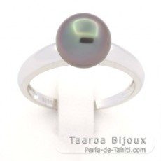 Anello in Argento e 1 Perla di Tahiti Rotonda B 8.7 mm