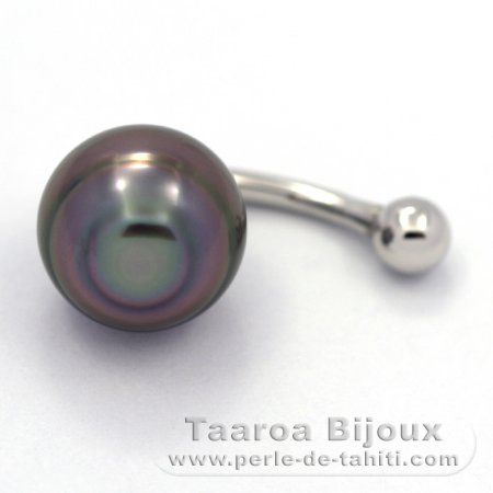 Piercing in Argento e 1 Perla di Tahiti Cerchiata B 11.1 mm