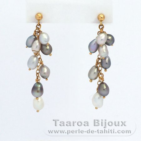 Boucles d\'oreilles en Or 18K et 16 Keishi