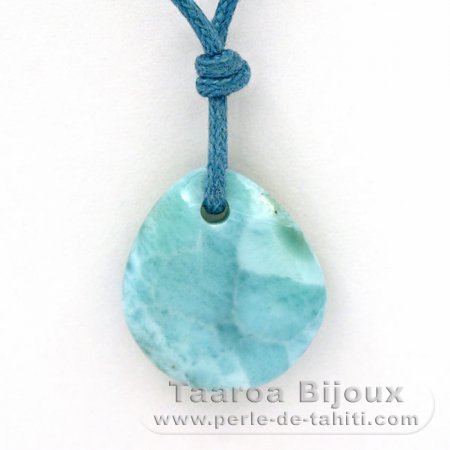 Collana in Cotone e 1 Larimar - 17 x 15 x 5.1 mm - 1.96 gr