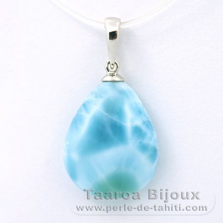 Ciondolo in Argento e 1 Larimar - 18 x 14.3 x 5.3 mm - 2.2 gr