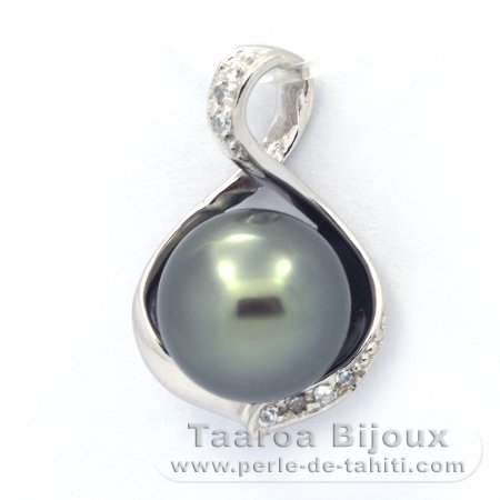 Ciondolo in Argento e 1 Perla di Tahiti Semi-Baroccha B 10.8 mm