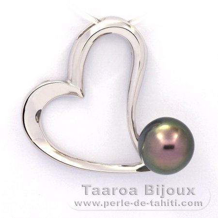 Ciondolo in Argento e 1 Perla di Tahiti Semi-Baroccha C 9.5 mm