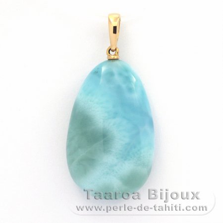 Ciondolo in Oro 18K e 1 Larimar - 26.7 x 17 x 7.4 mm - 5.75 gr