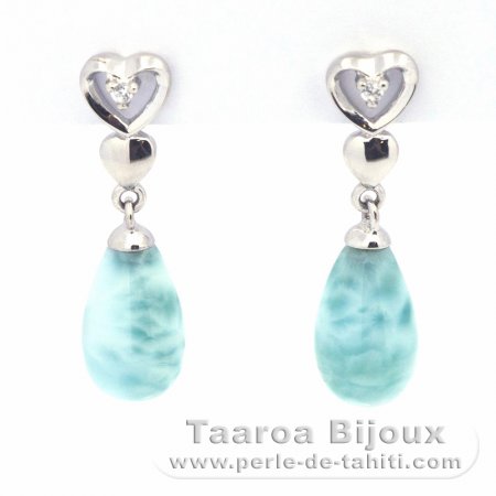 Orecchini in Argento e 2 Larimar - 10 x 6 mm - 1.15 gr