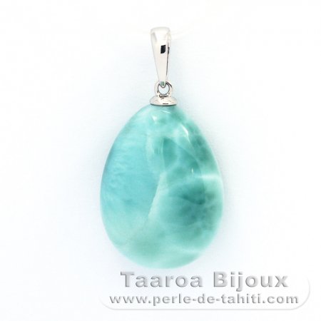 Ciondolo in Argento e 1 Larimar - 20 x 15 x 8 mm - 4.3 gr