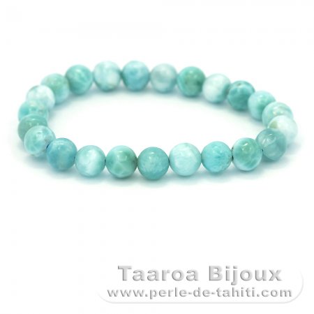 Braccialetto di 23 perle di Larimar - 15.5 cm - 15.4 gr