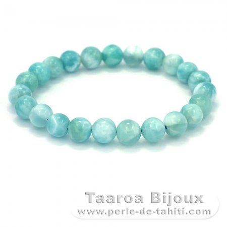 Braccialetto di 23 perle di Larimar - 17 cm - 18.3 gr