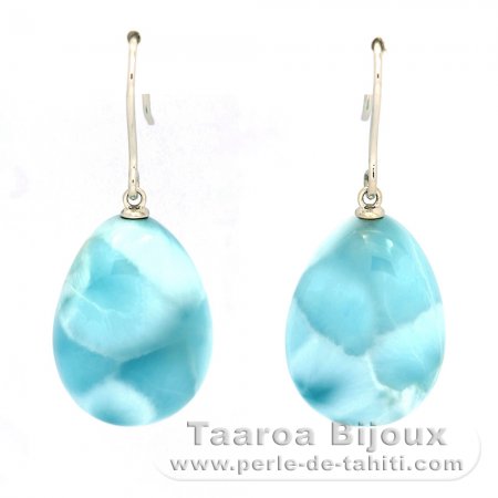 Orecchini in Argento e 2 Larimar - 20 x 15 mm - 8.8 gr