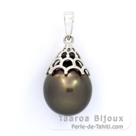 Ciondolo in Argento e 1 Perla di Tahiti Semi-Baroccha C 11.6 mm