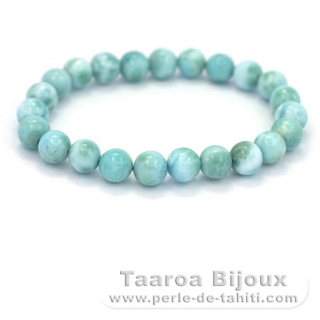 Braccialetto di 23 perle di Larimar - 15 cm - 15 gr