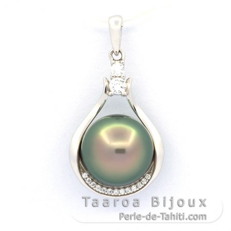 Ciondolo in Argento e 1 Perla di Tahiti Semi-Baroccha B 10.7 mm