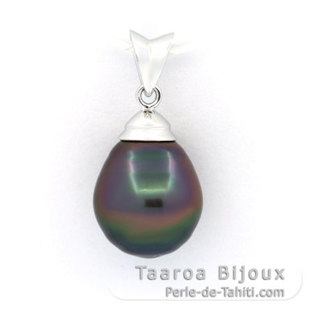 Ciondolo in Argento e 1 Perla di Tahiti Semi-Baroccha C 10.2 mm