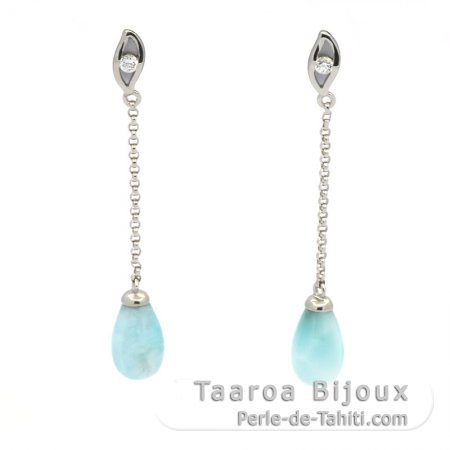 Orecchini in Argento e 2 Larimar - 10 x 6 mm - 1.1 gr