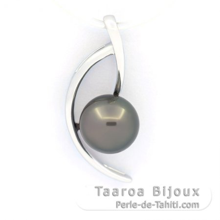 Ciondolo in Argento e 1 Perla de Tahiti Rotonda C 8.4 mm