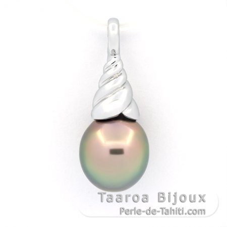 Ciondolo in Argento e 1 Perla di Tahiti Semi-Baroccha C 9.8 mm