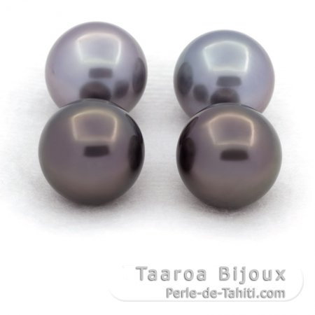 Lotto di 4 Perle di Tahiti Rotonde C di 12 a 12.2 mm