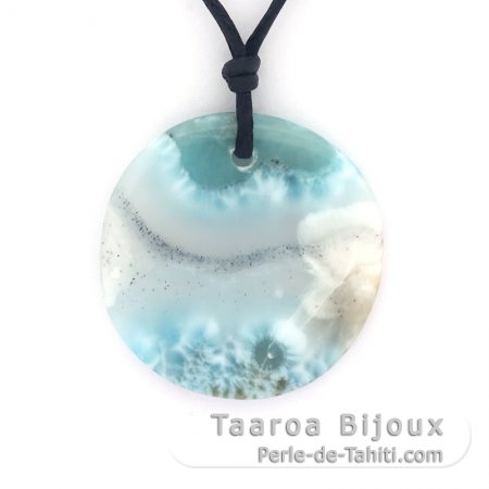 Collana in Cotone e 1 Larimar - Diametro = 29 mm - 5.1 gr