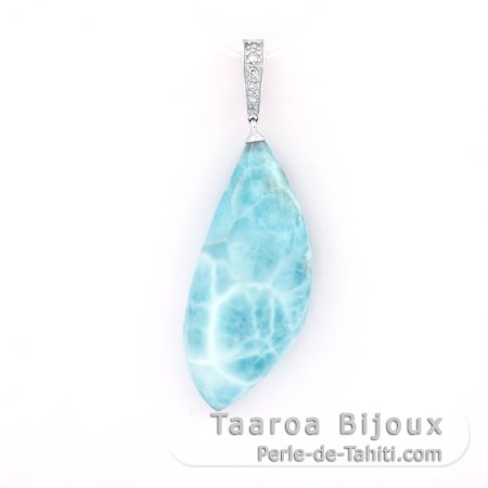 Ciondolo in Argento e 1 Larimar - 38 x 17 x 9 mm - 9 gr