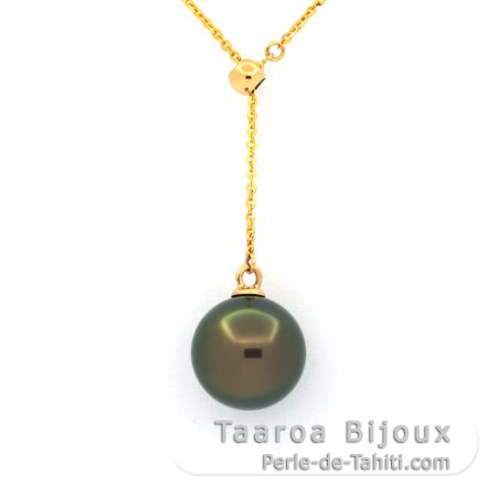 Collana in Oro 18K e 1 Perla di Tahiti Rotonda A 9.3 mm