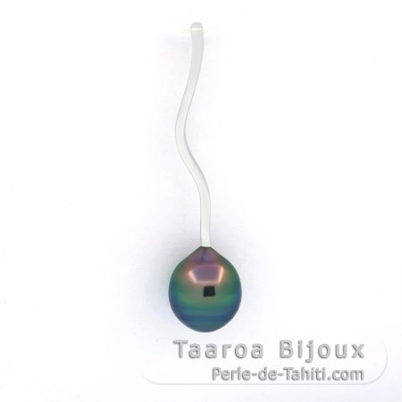 Ciondolo in Argento e 1 Perla de Tahiti Cerchiata B 8.8 mm