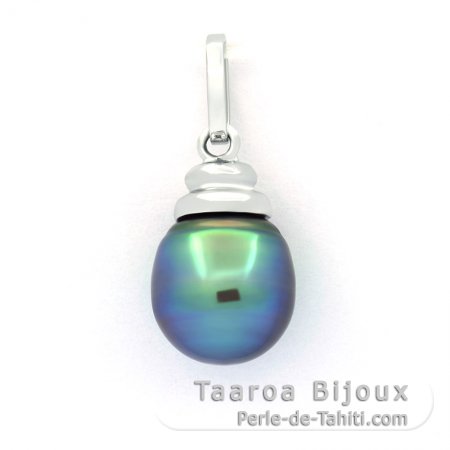 Ciondolo in Argento e 1 Perla di Tahiti Semi-Baroccha B+ 9.1 mm