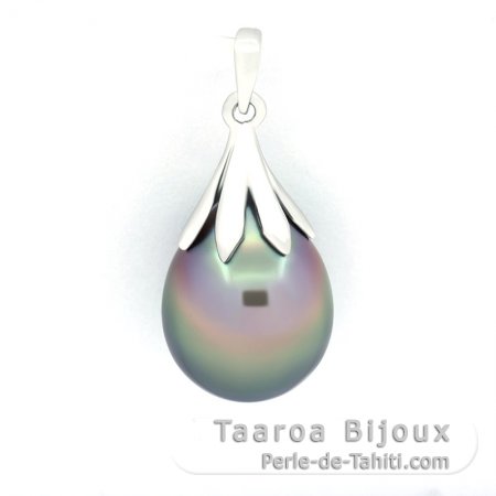 Ciondolo in Argento e 1 Perla di Tahiti Semi-Baroccha C 10.6 mm