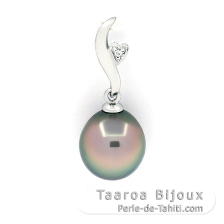 Ciondolo in Argento e 1 Perla di Tahiti Semi-Baroccha C 9.4 mm