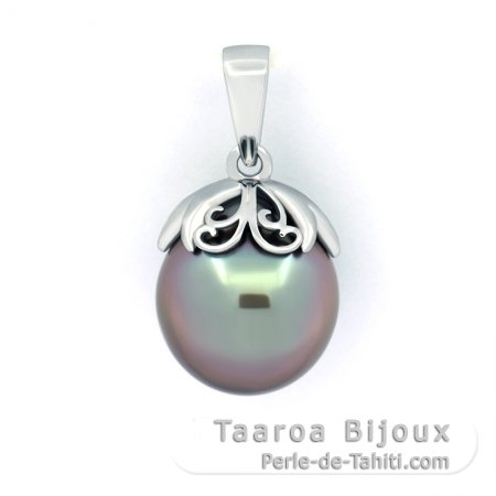 Ciondolo in Argento e 1 Perla di Tahiti Semi-Baroccha B/C 11 mm