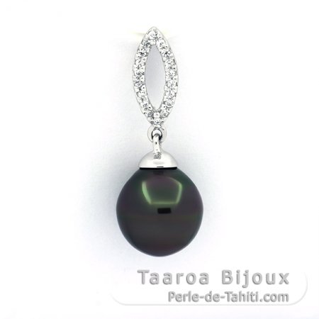 Ciondolo in Argento e 1 Perla di Tahiti Semi-Baroccha C 10.1 mm