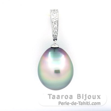 Ciondolo in Argento e 1 Perla di Tahiti Semi-Baroccha C 13.3 mm