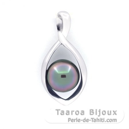 Ciondolo in Argento e 1 Perla di Tahiti Semi-Baroccha C 8.4 mm
