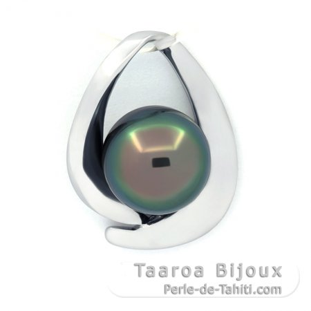 Ciondolo in Argento e 1 Perla di Tahiti Semi-Baroccha C 10.3 mm