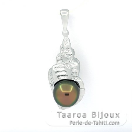 Ciondolo in Argento e 1 Perla di Tahiti Semi-Baroccha B 8.3 mm