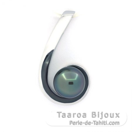 Ciondolo in Argento e 1 Perla di Tahiti Semi-Rotonda C 9.3 mm