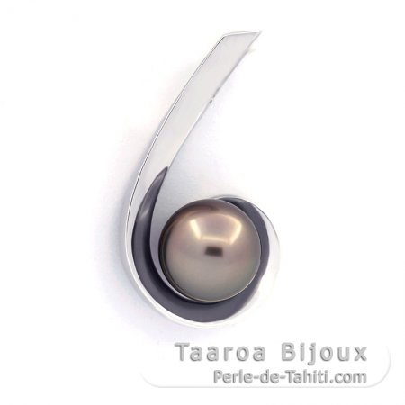 Ciondolo in Argento e 1 Perla di Tahiti Semi-Baroccha B/C 9.5 mm