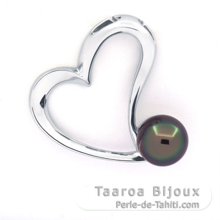 Ciondolo in Argento e 1 Perla di Tahiti Semi-Baroccha C 9.2 mm