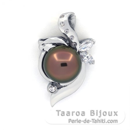 Ciondolo in Argento e 1 Perla di Tahiti Semi-Baroccha C 9.9 mm