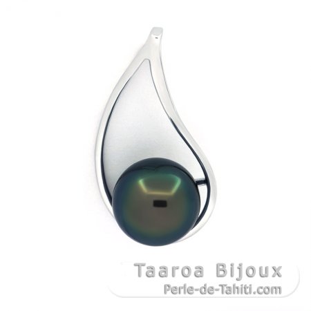 Ciondolo in Argento e 1 Perla di Tahiti Semi-Baroccha C 10.2 mm