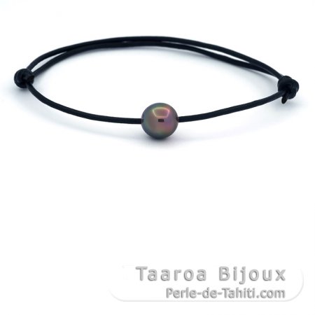 Braccialetto in Cuoio e 1 Perla di Tahiti Semi-Baroccha C 9.2 mm