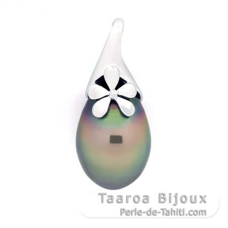 Ciondolo in Argento e 1 Perla di Tahiti Semi-Baroccha C 11.6 mm