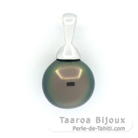 Ciondolo in Argento e 1 Perla di Tahiti Semi-Baroccha C 9.5 mm