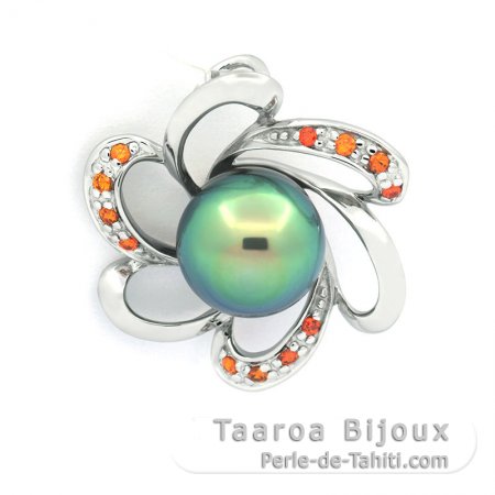 Ciondolo in Argento e 1 Perla di Tahiti Semi-Baroccha B+ 8.7 mm