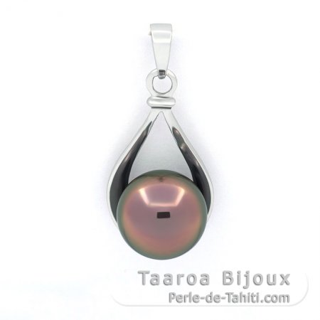 Ciondolo in Argento e 1 Perla di Tahiti Semi-Baroccha B 10.7 mm