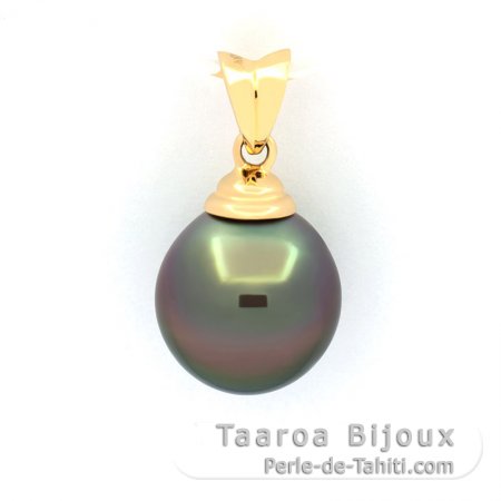 Ciondolo in Oro 18K e 1 Perla di Tahiti Semi-Baroccha A 11 mm