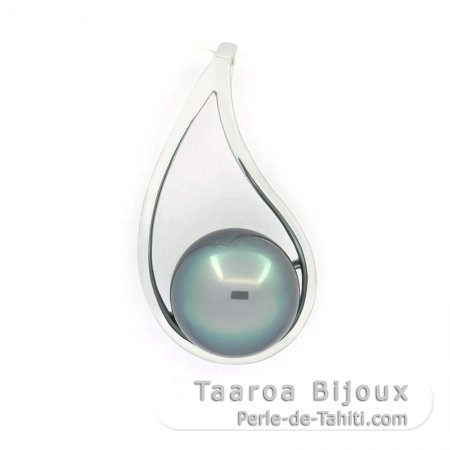 Ciondolo in Argento e 1 Perla di Tahiti Semi-Rotonda B 10 mm