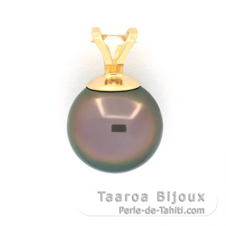 Ciondolo in Oro 18K e 1 Perla de Tahiti Rotonda B 9.4 mm