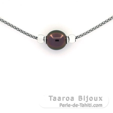 Braccialetto in Argento e 1 Perla di Tahiti Semi-Baroccha B 10.4 mm