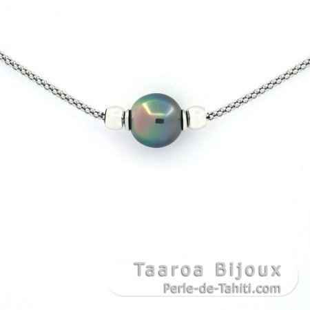 Braccialetto in Argento e 1 Perla di Tahiti Semi-Baroccha B 10.7 mm