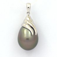 Ciondolo in Argento e 1 Perla di Tahiti Semi-Baroccha C 12 mm